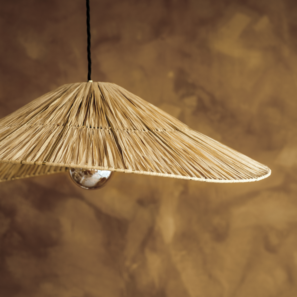 Raffia Ceiling Pendant Light - Hat