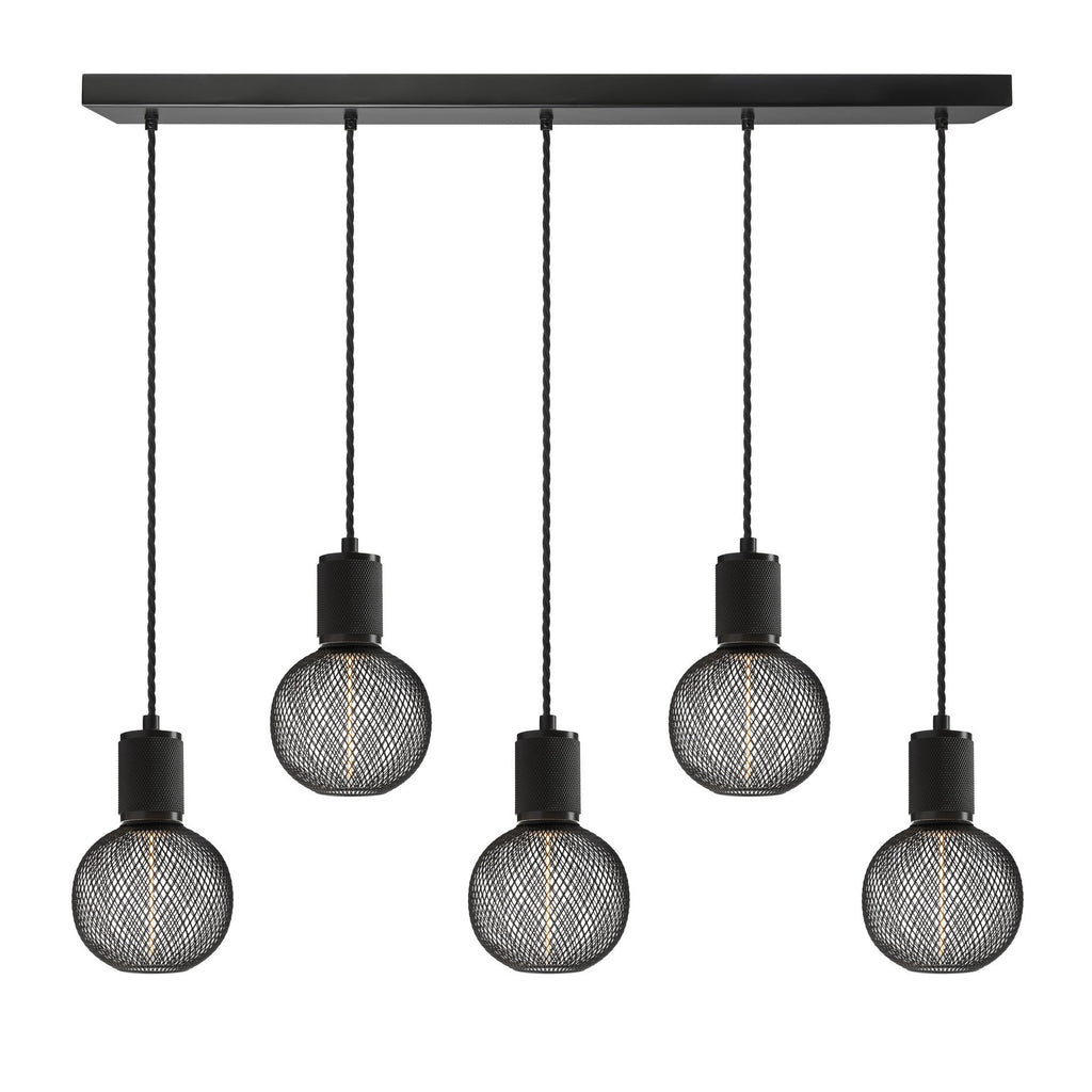 Knurled Edison Cluster Lights - Wire - Black