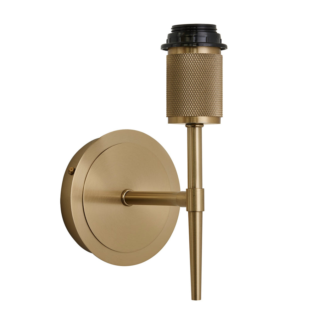 Knurled Empire Torch Wall Light - Light Natural Cotton - Brass