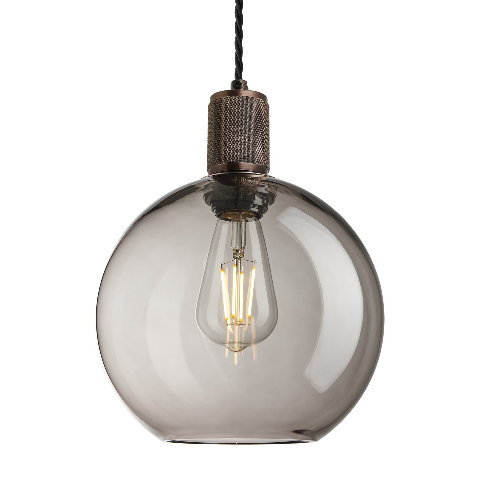Knurled Glass Globe Pendant Light - 9 Inch