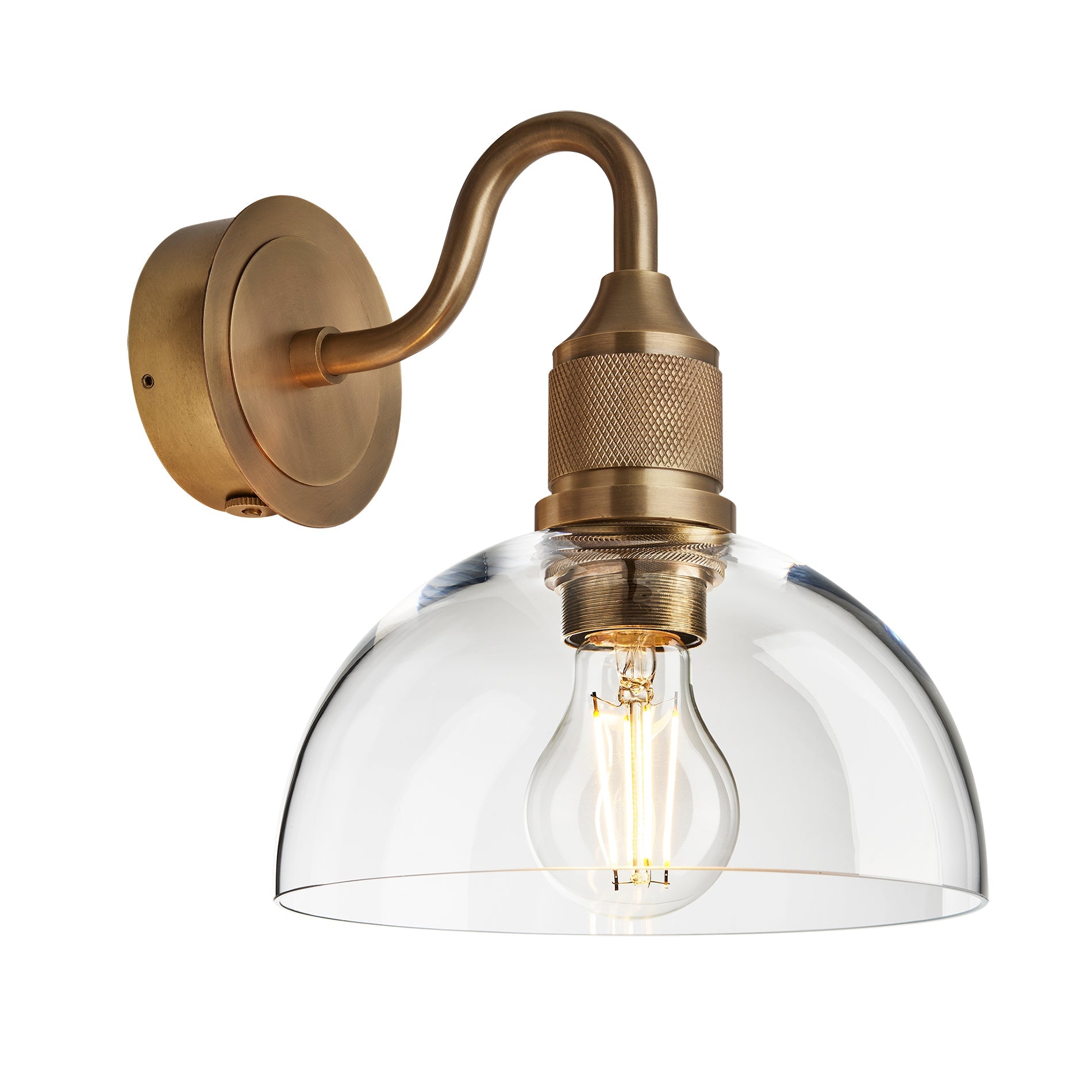 Noho Glass Dome Swan Neck Wall Light - 8 Inch