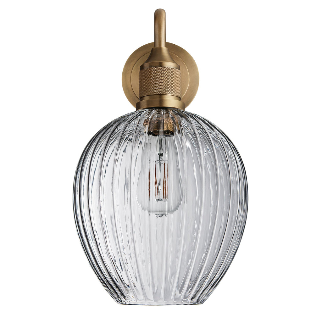 Noho Glass Ribbed Tulip Swan Neck Wall Light - 9 Inch