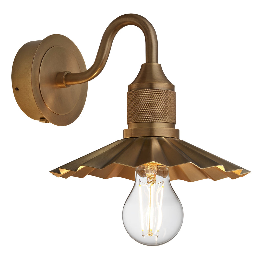 Noho Pleated Slope Swan Neck Wall Light - 8 Inch