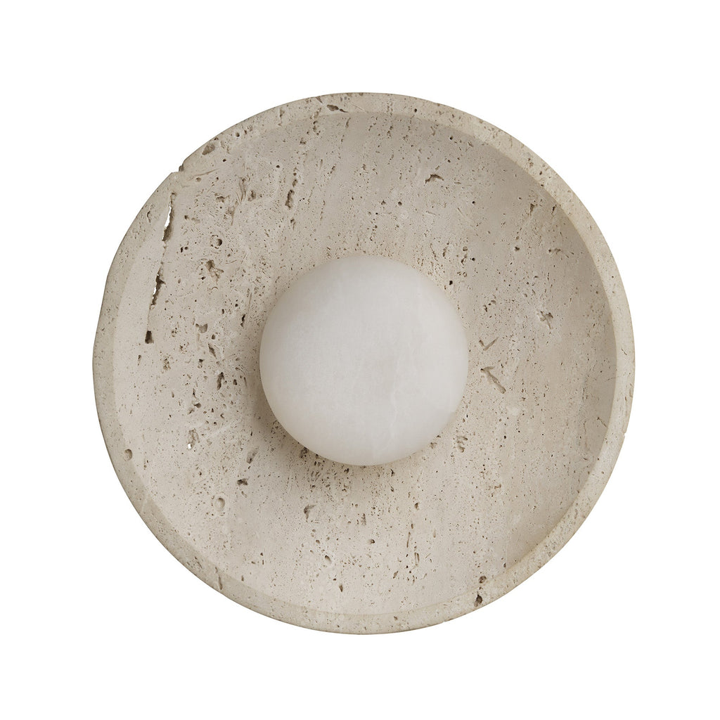 Travertine & Alabaster Stone Diffuser Wall Light - 10 inch - Natural