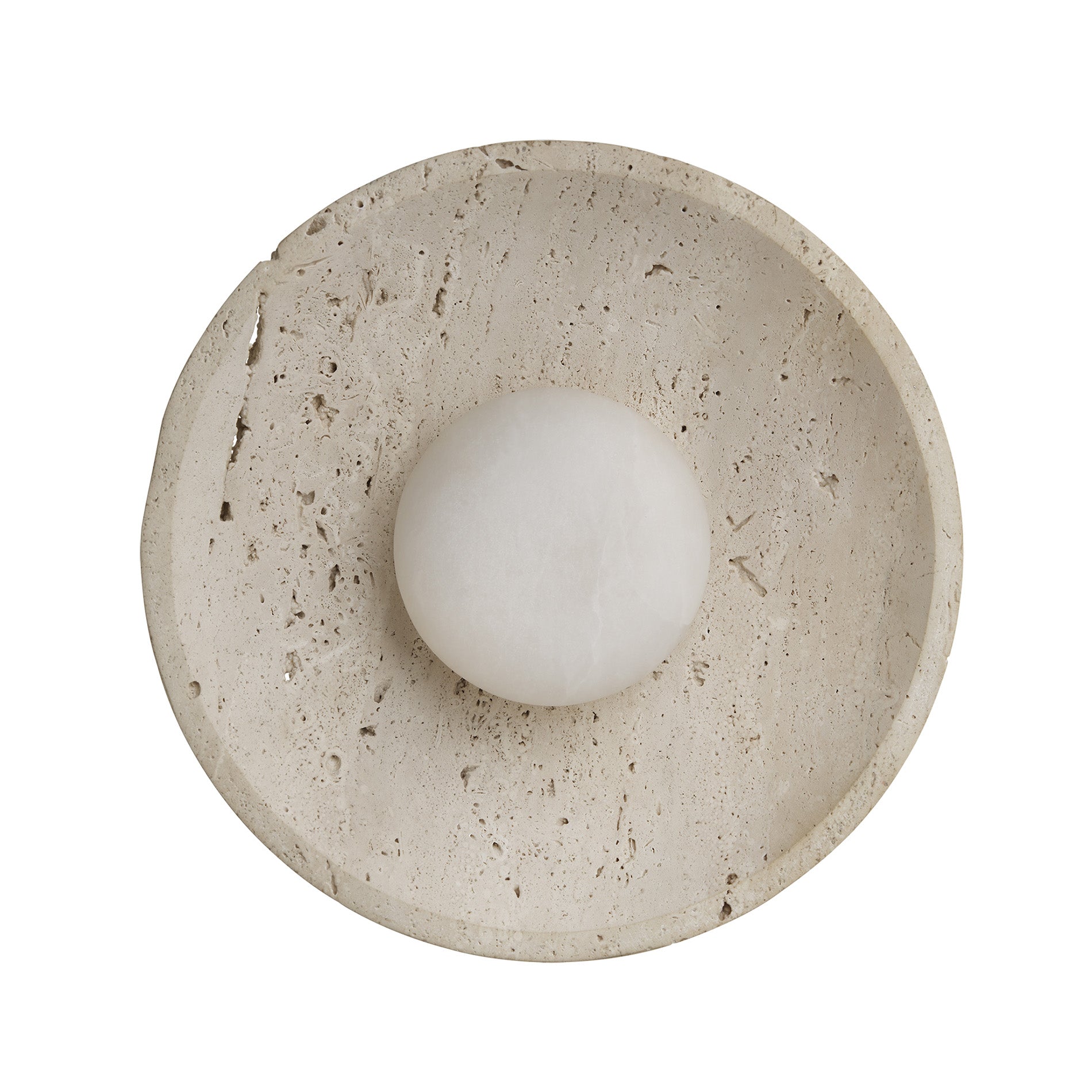 Travertine & Alabaster Stone Diffuser Wall Light - 10 inch - Natural