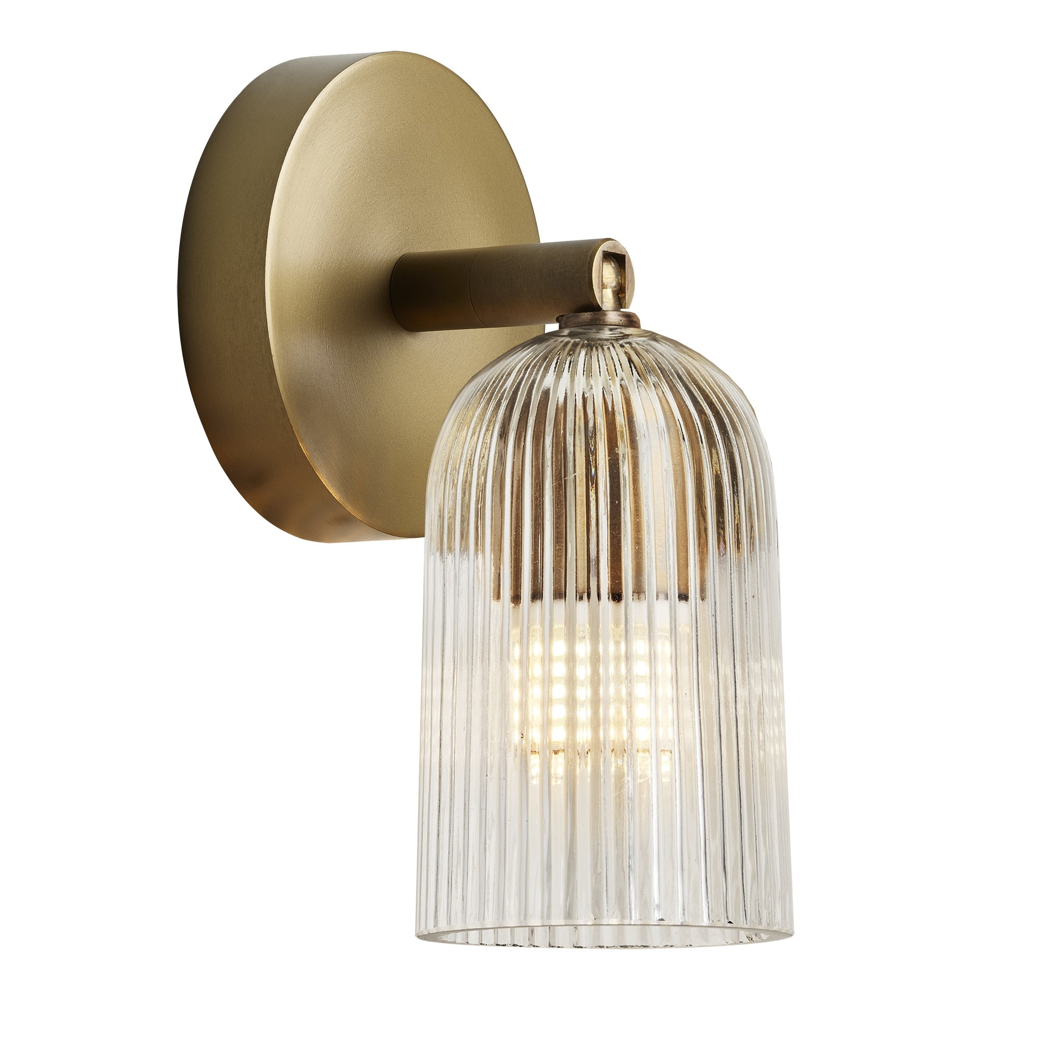 Ribbed Glass Spotlight - Single - Brass