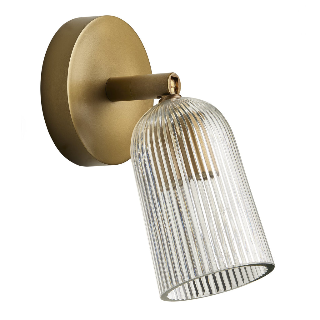Ribbed Glass Spotlight - Single - Brass