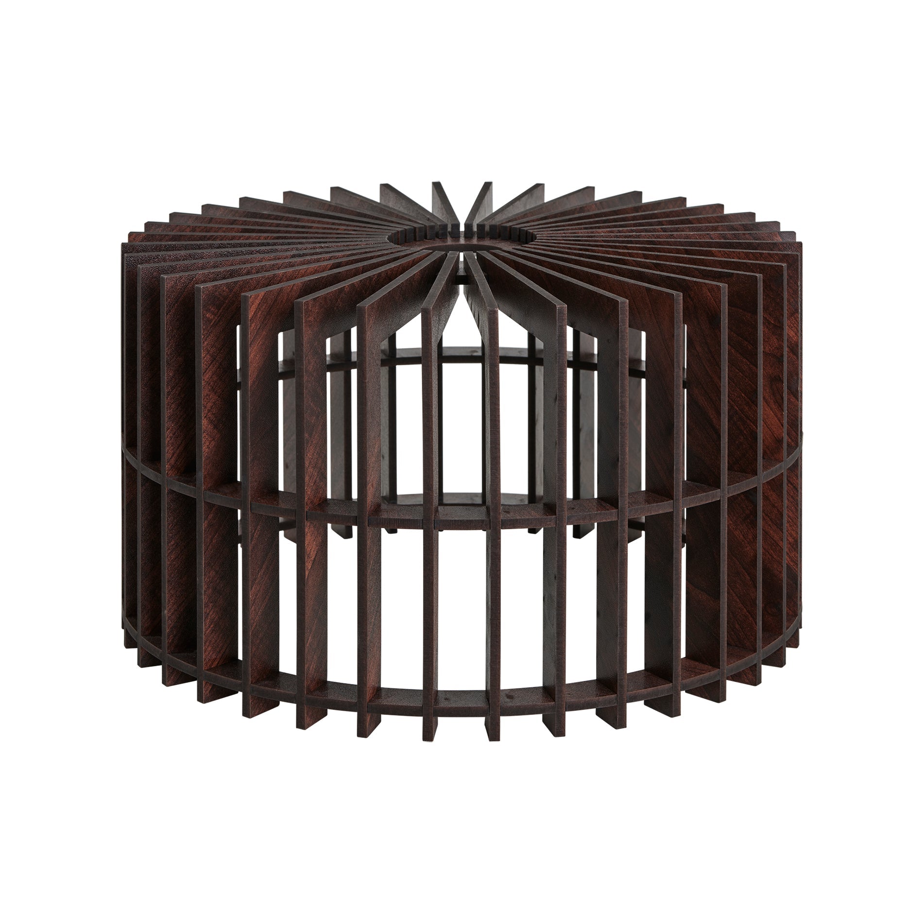 Rift Slatted Wooden Drum Semi Flush Mount Light - Dark