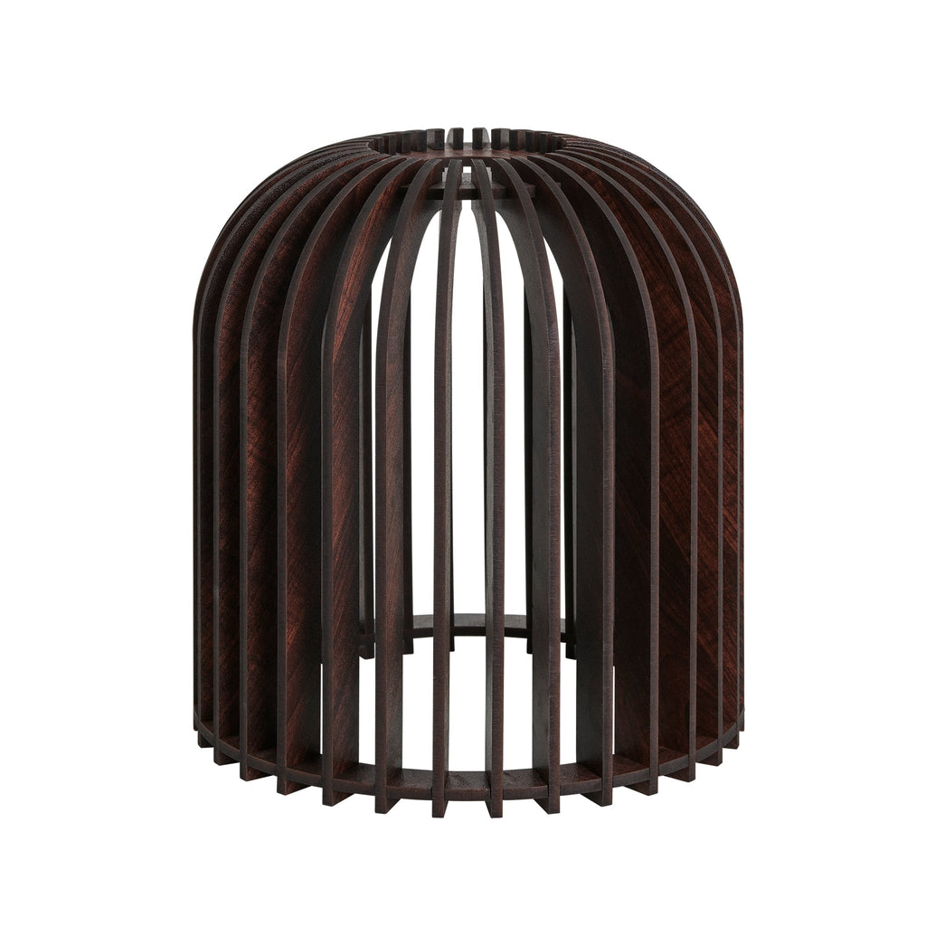 Rift Slatted Wooden Small Cone Pendant Light - Dark