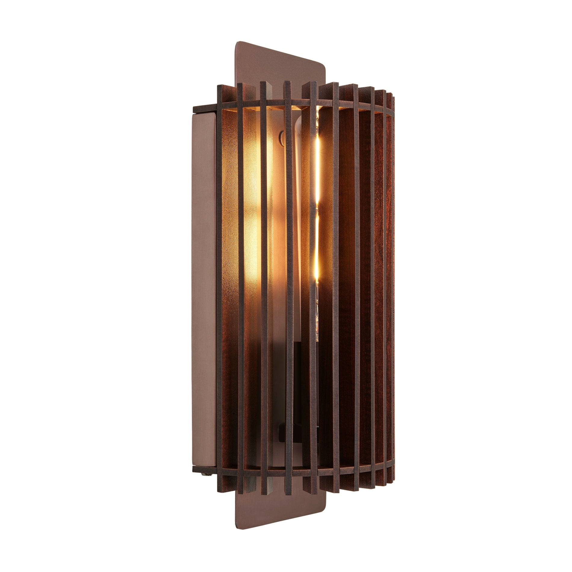 Rift Slatted Wooden Wall Light - Dark