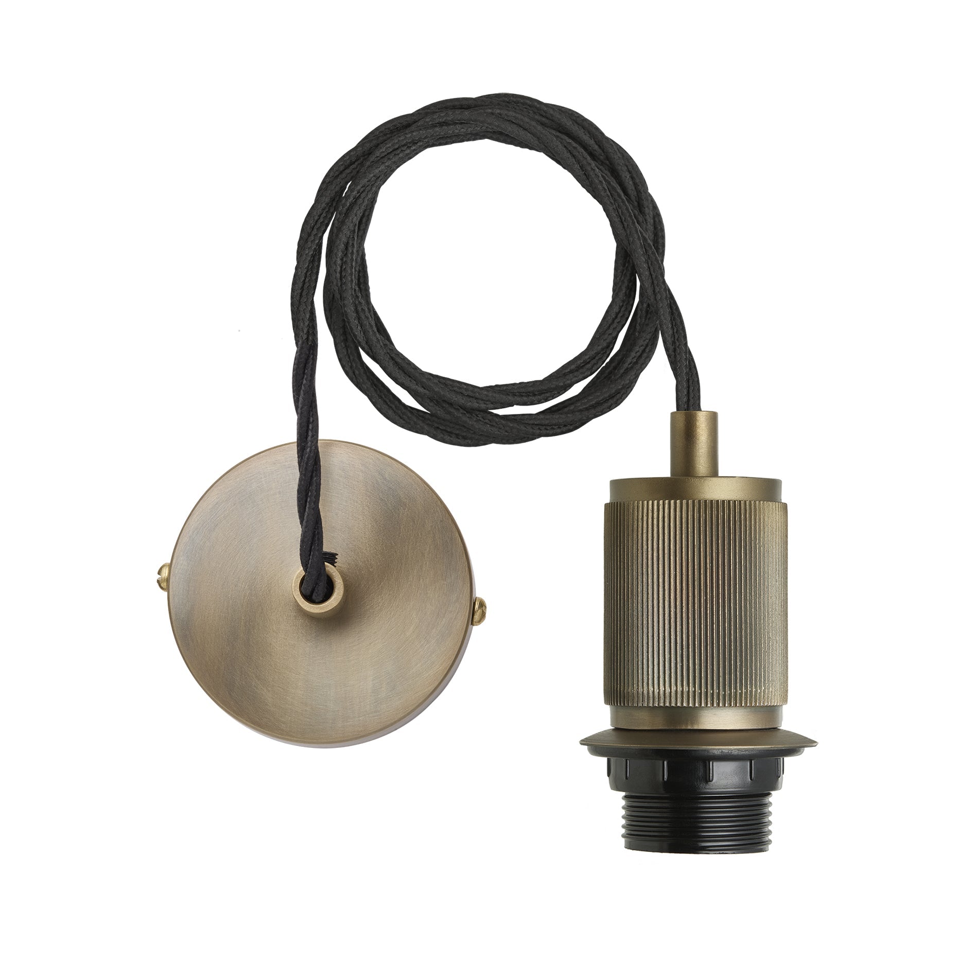Rift Slatted Wooden Drum Pendant Light - Dark
