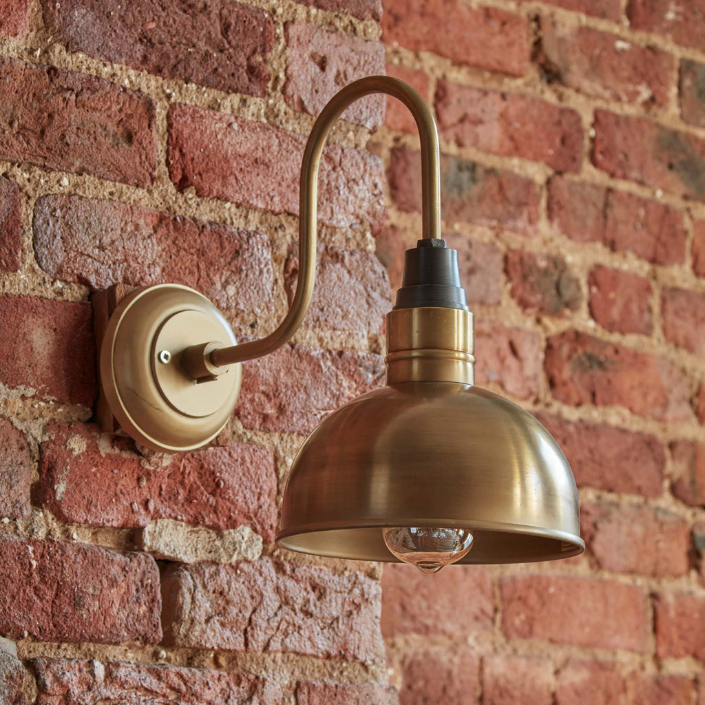 Swan Neck Dome Wall Light - 8 Inch