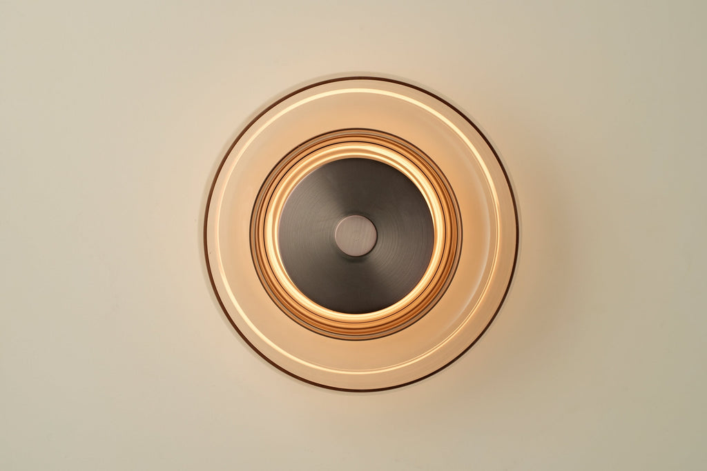 Selby Layered Glass Round Diffuser Wall Light - Bronze