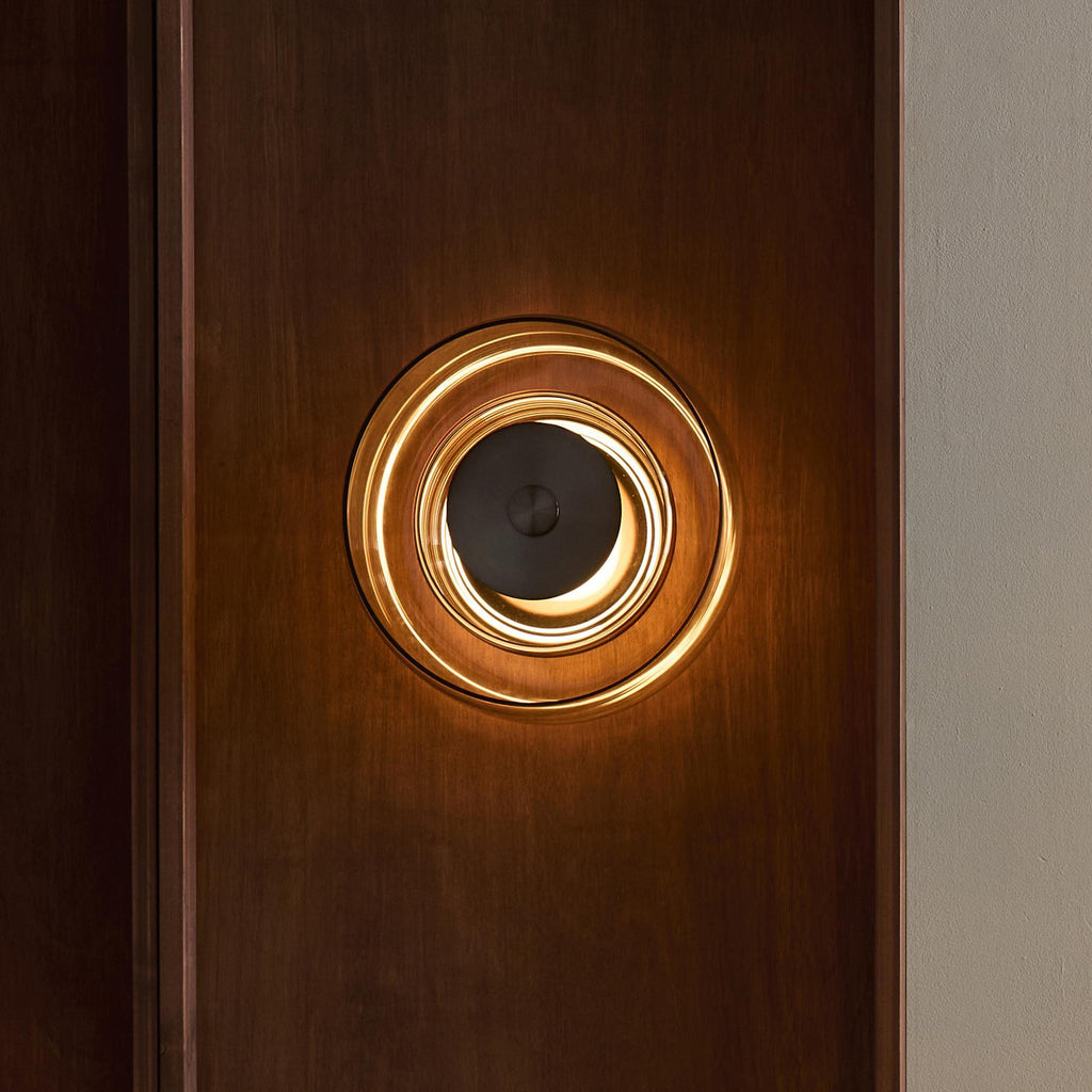 Selby Layered Glass Round Diffuser Wall Light - Bronze