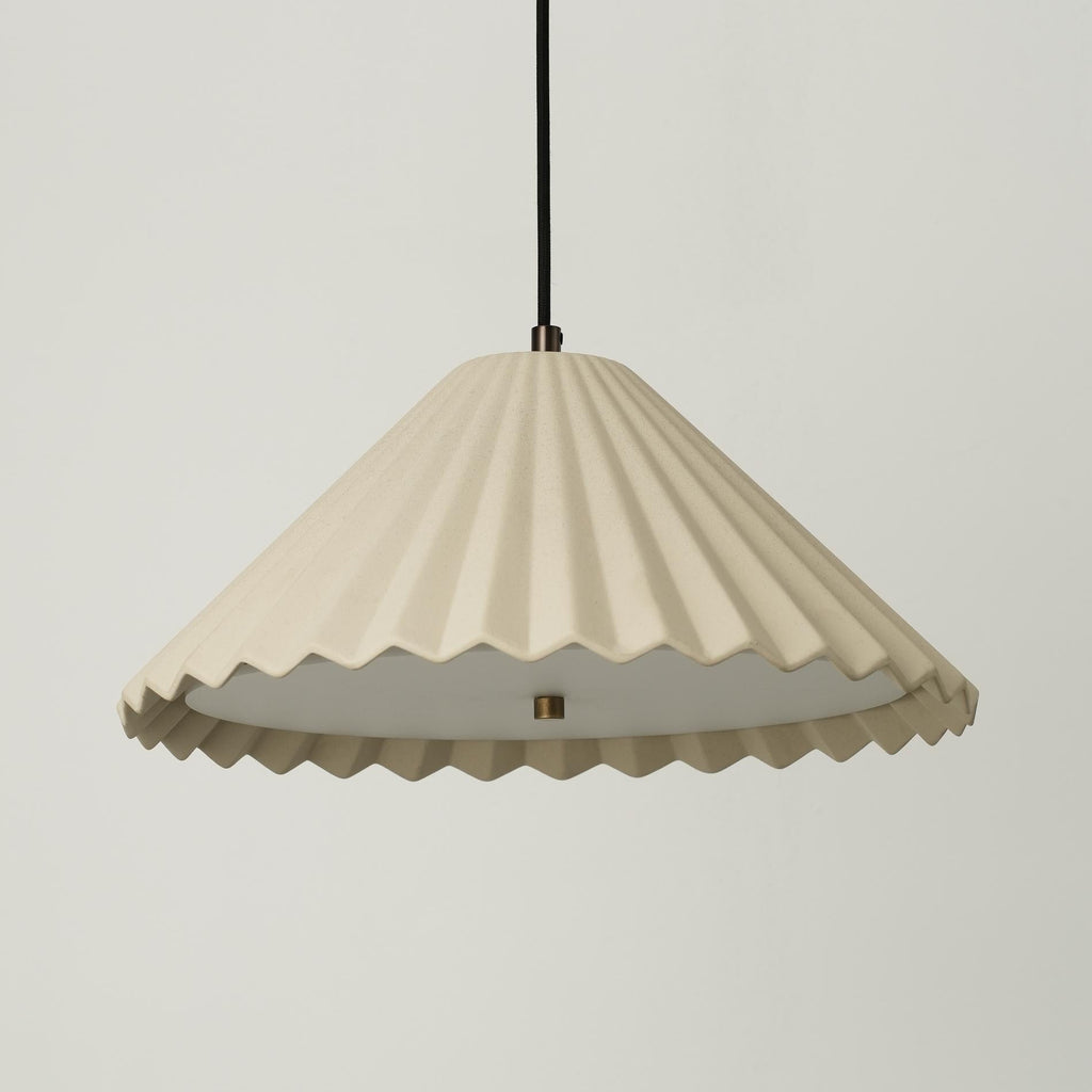 Wycombe Ceramic Umbrella Pleated Pendant Light - Natural