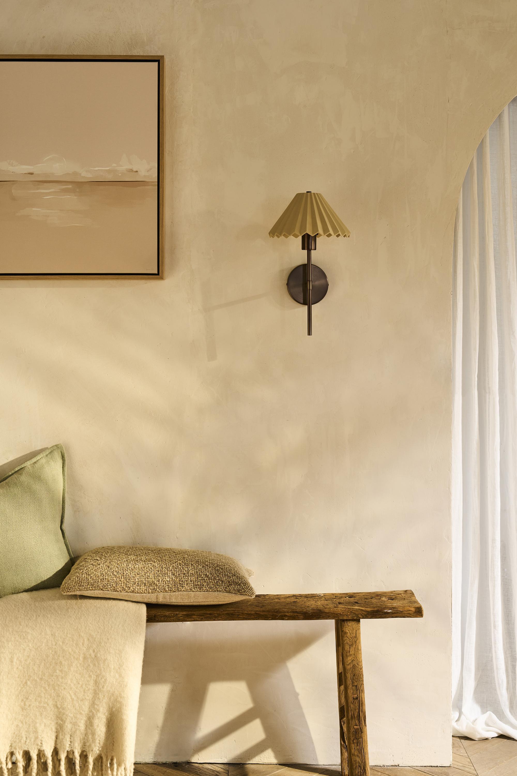 Wycombe Ceramic Umbrella Pleated Wall Light - Natural